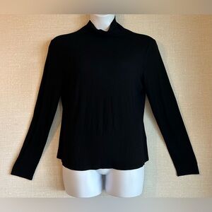Lafayette 148 New York Womens Black Long Sleeve Turtleneck Shirt Size XL